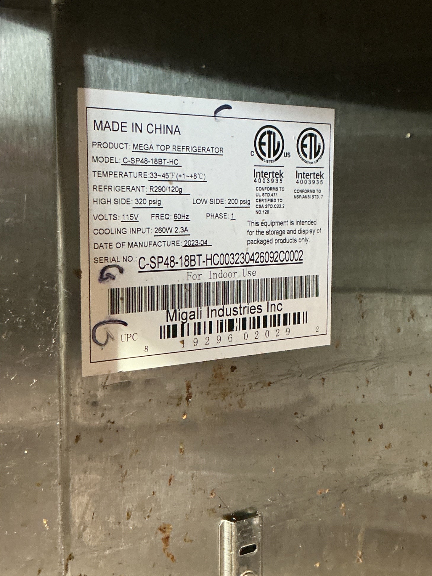 Migali C-SP48-18BT-HC Mega Top Refrigerator