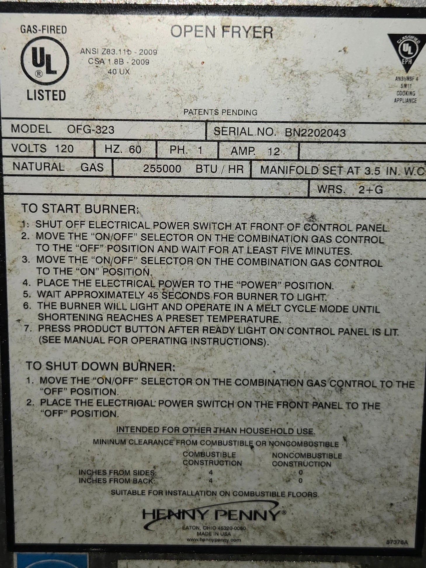 Henny Penny OFG-323 Commercial Open Fryer