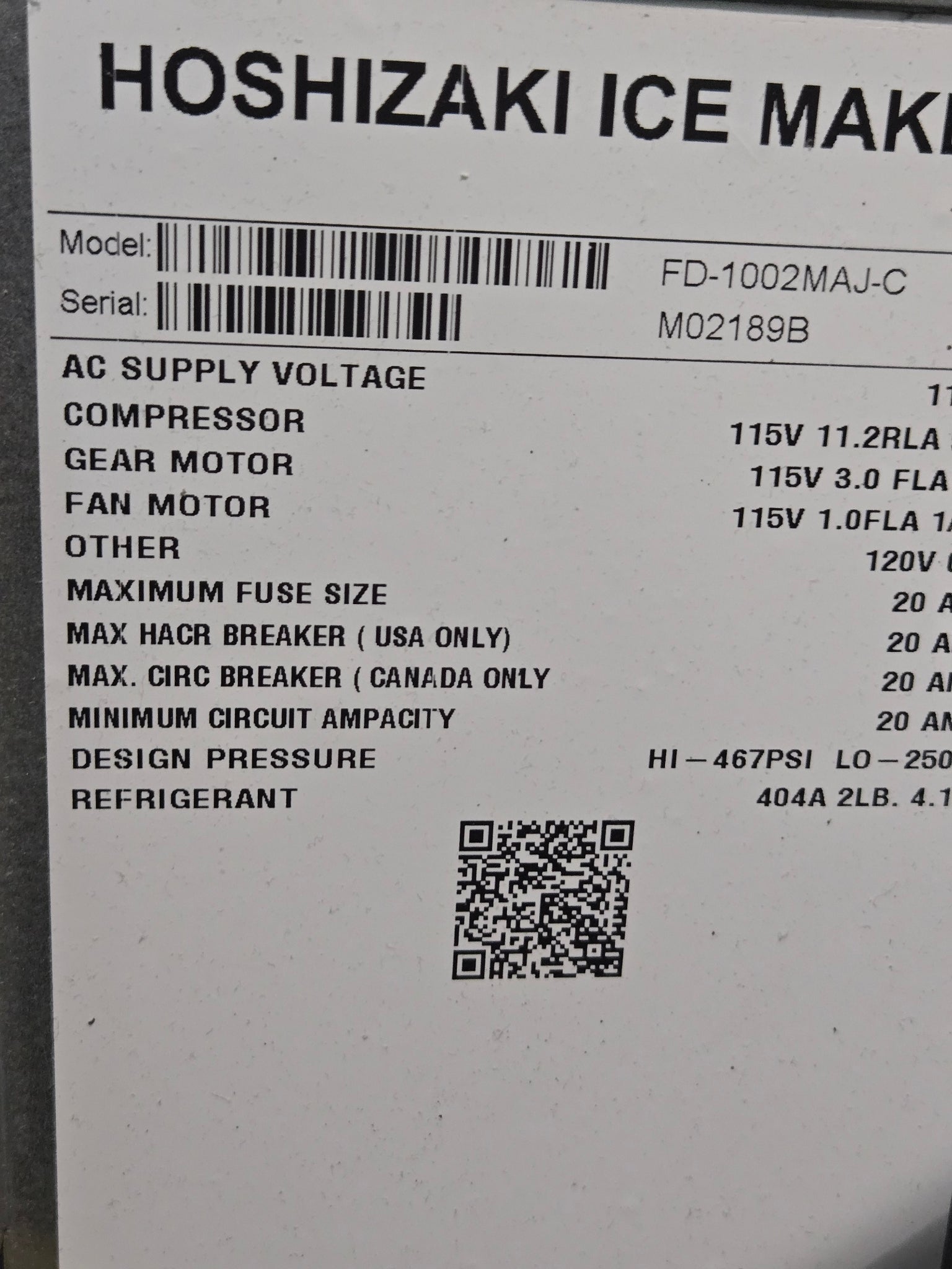 Hoshizaki FD-1002MAJ-C Cubelet Ice Maker Head