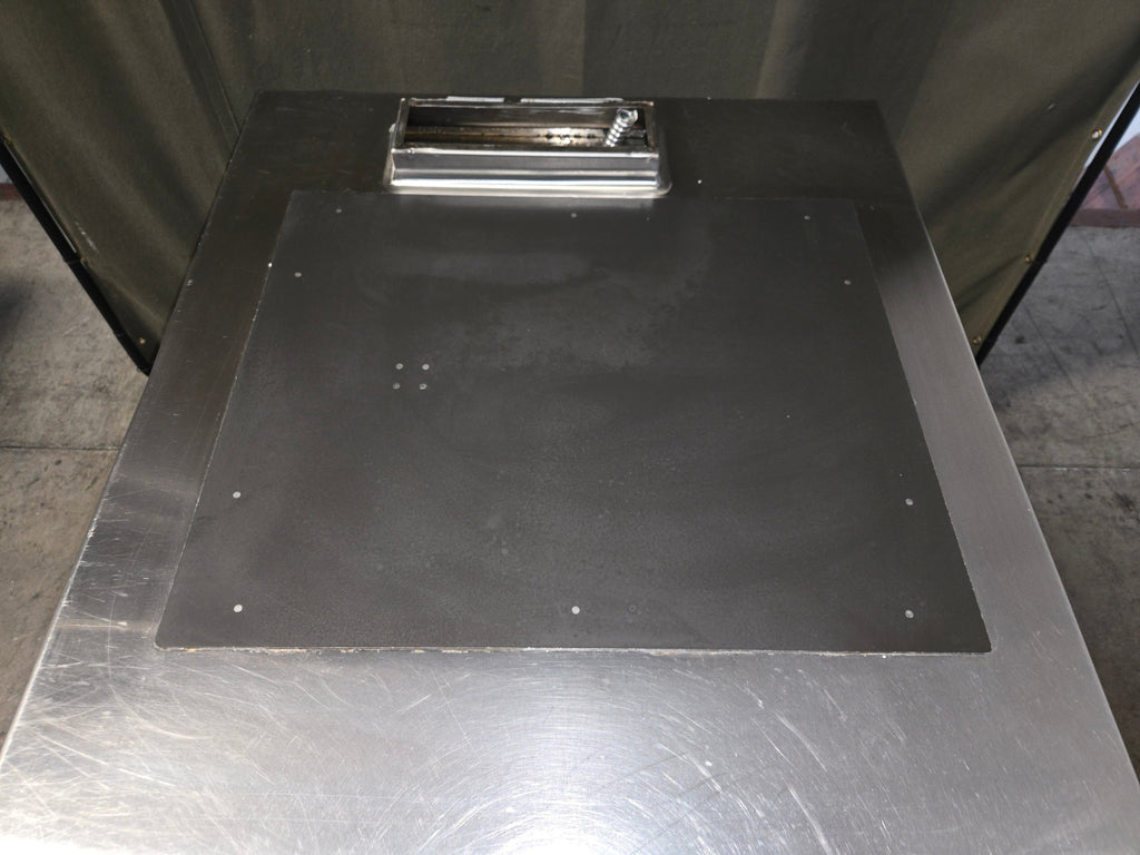 Stainless Steel Work Table with Hatco Glo-Ray Food Warmer Unit Attached Underneath