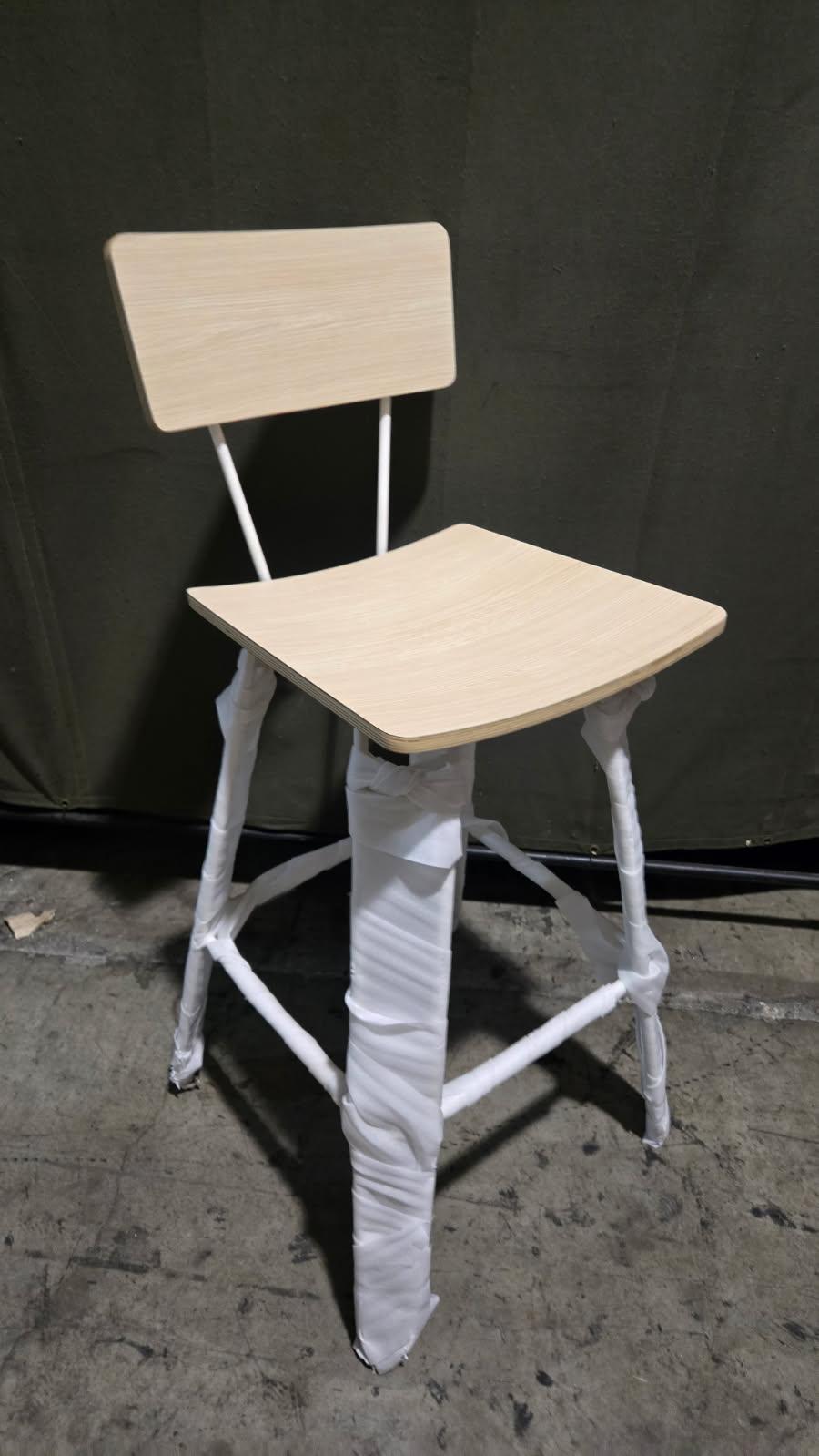 Tall Wood Back Metal Chairs - Lot of 8