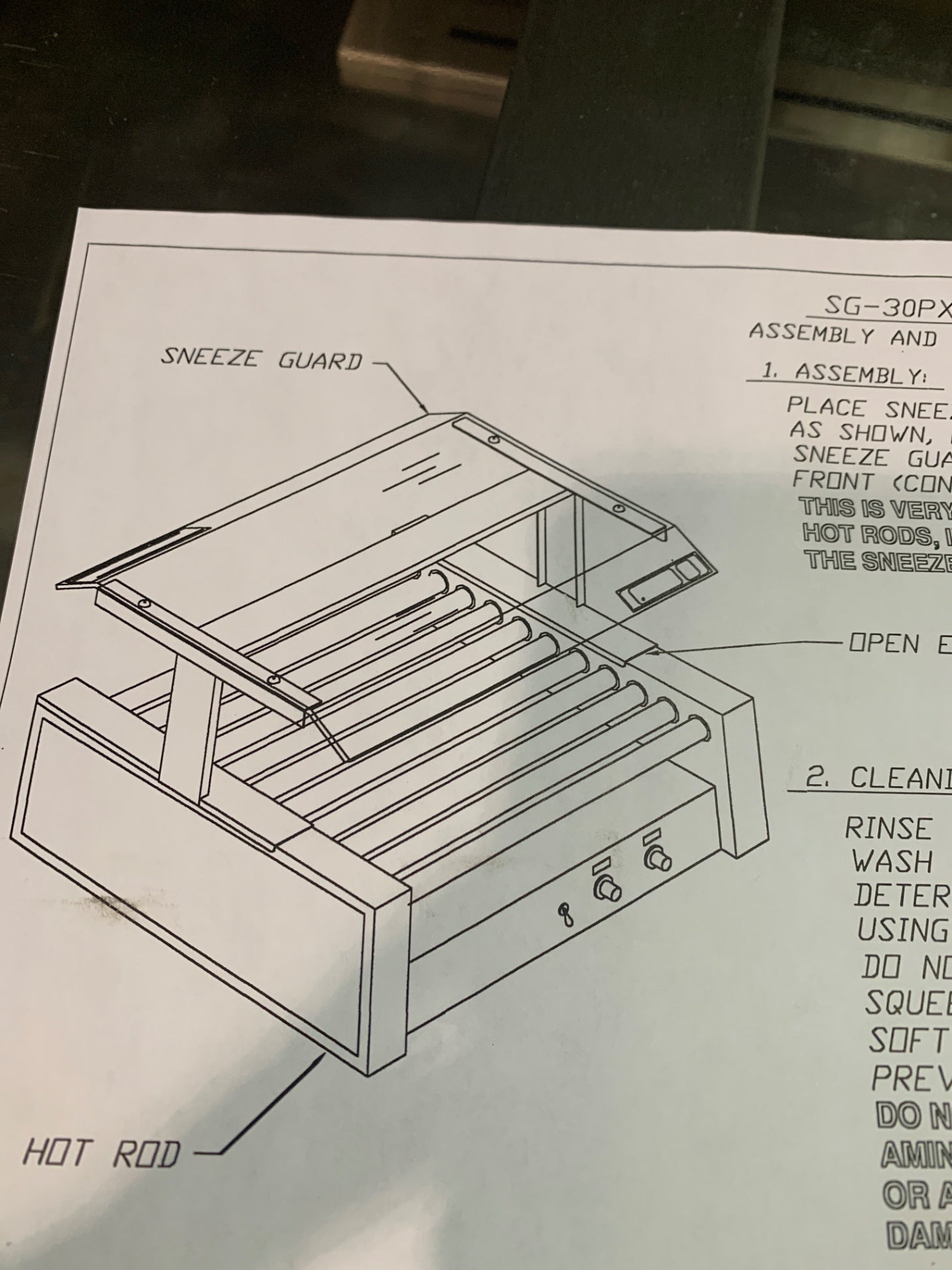 New APW Wyott Hot Dog Roller Sneeze Guard