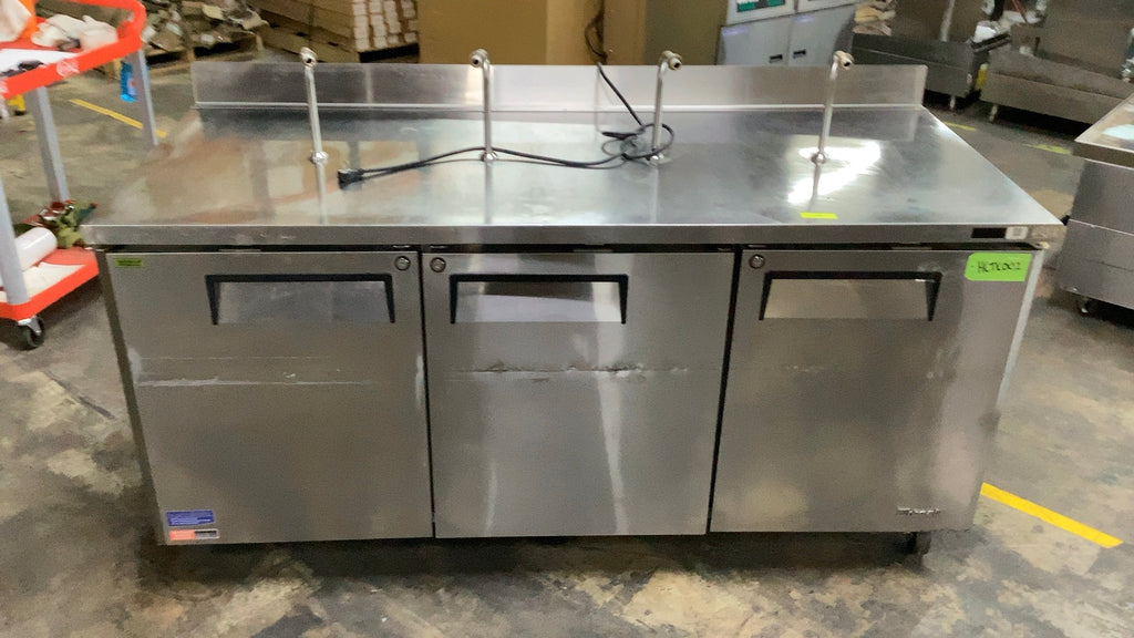 Turbo Air MUR-72-N Refrigerated Prep Table, Mega Top Stainless Steel 3 Swing Doors 4 Taps