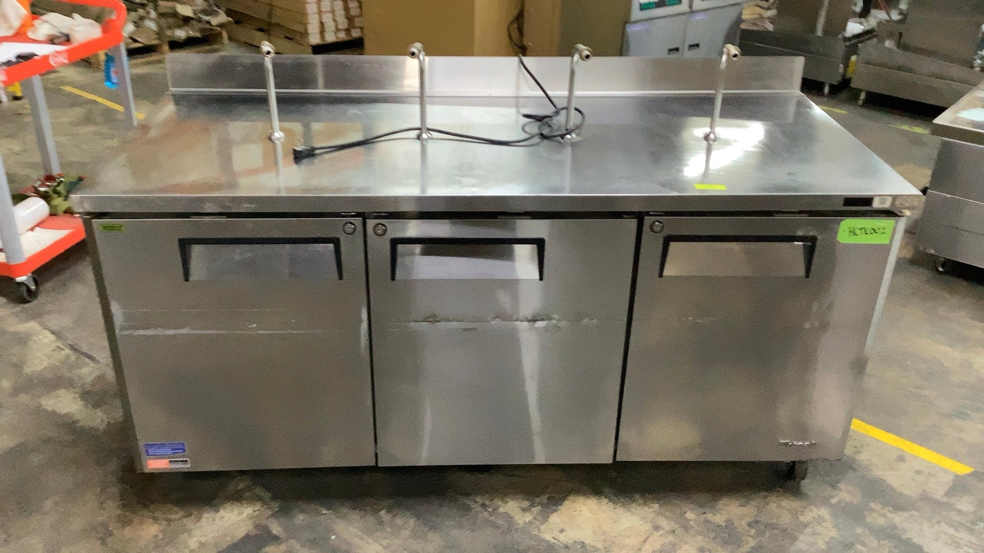 Turbo Air MUR-72-N Refrigerated Prep Table, Mega Top Stainless Steel 3 Swing Doors 4 Taps