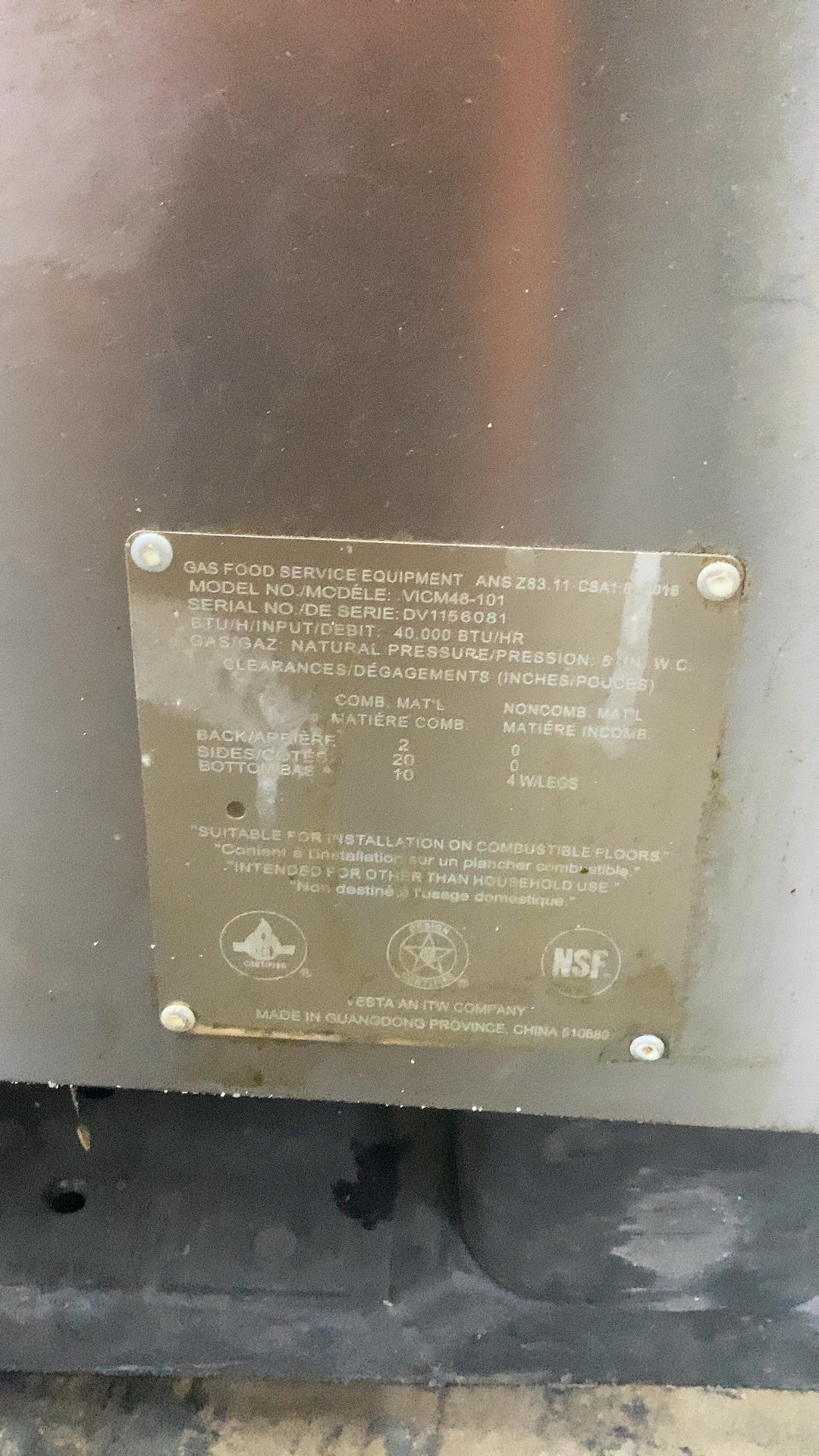 Vulcan VICM48-101 Charbroiler, Gas 40,000 BTUH Stainless Steel
