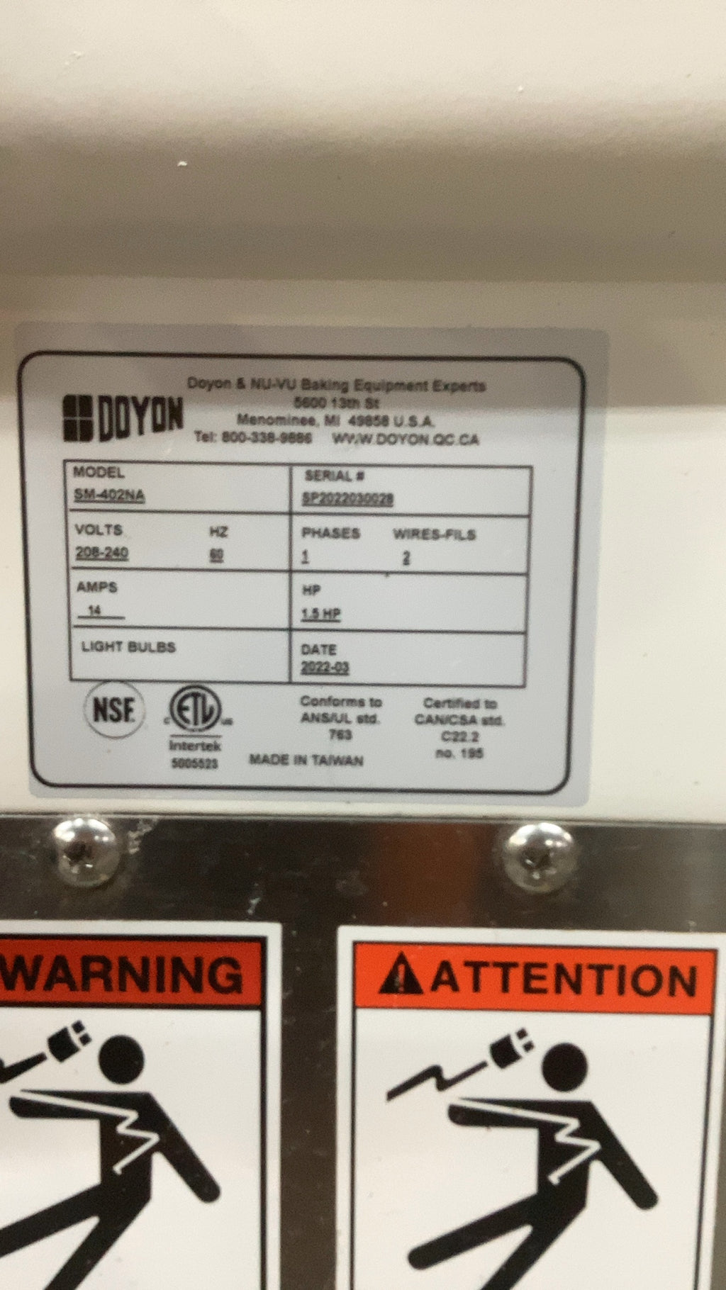 DOYON SM-402NA Mixer, Commercial Planetary 40 Quart Capacity