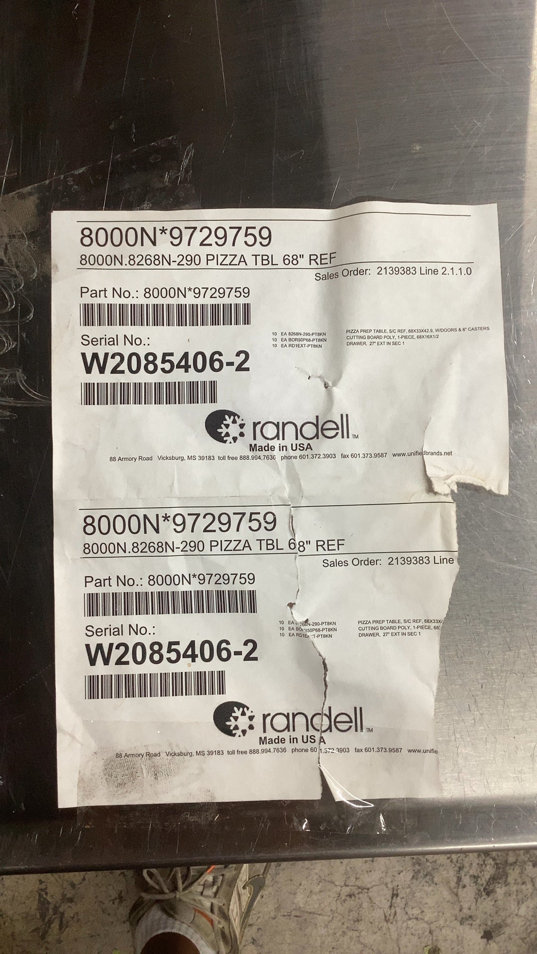 Randell Pizza Prep Table, Refrigerated