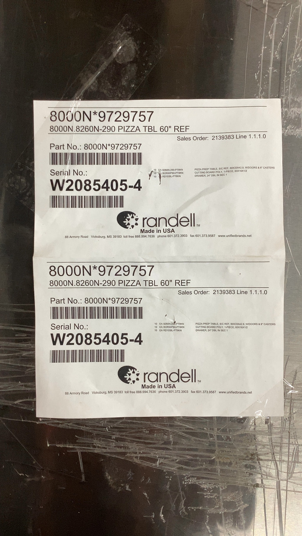 Randell Pizza Prep Table, Refrigerated
