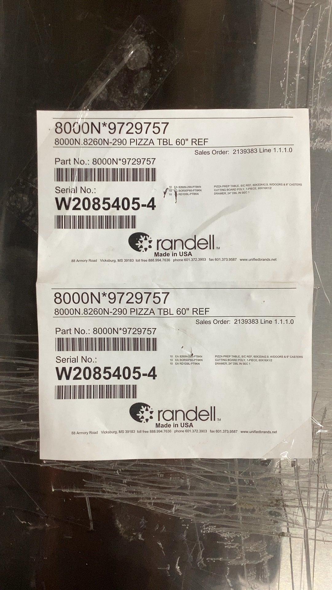 Randell Pizza Prep Table, Refrigerated