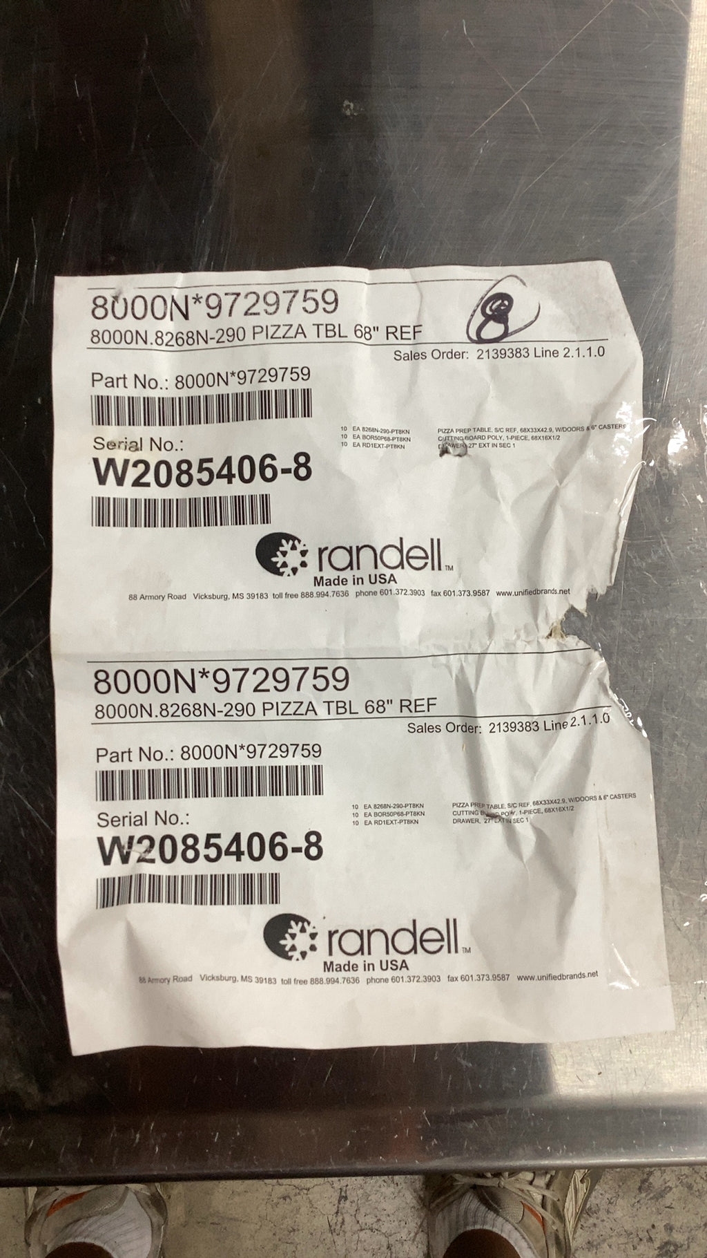Randell Pizza Prep Table, Refrigerated