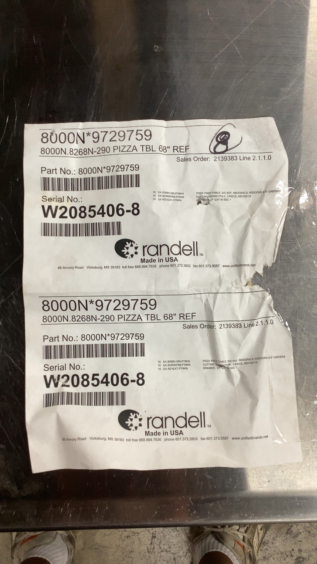 Randell Pizza Prep Table, Refrigerated
