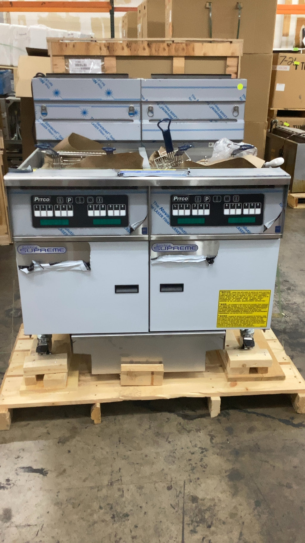 PITCO SSH60W Deep Fryer, Commercial Electric Dual Well On Casters 4 Baskets