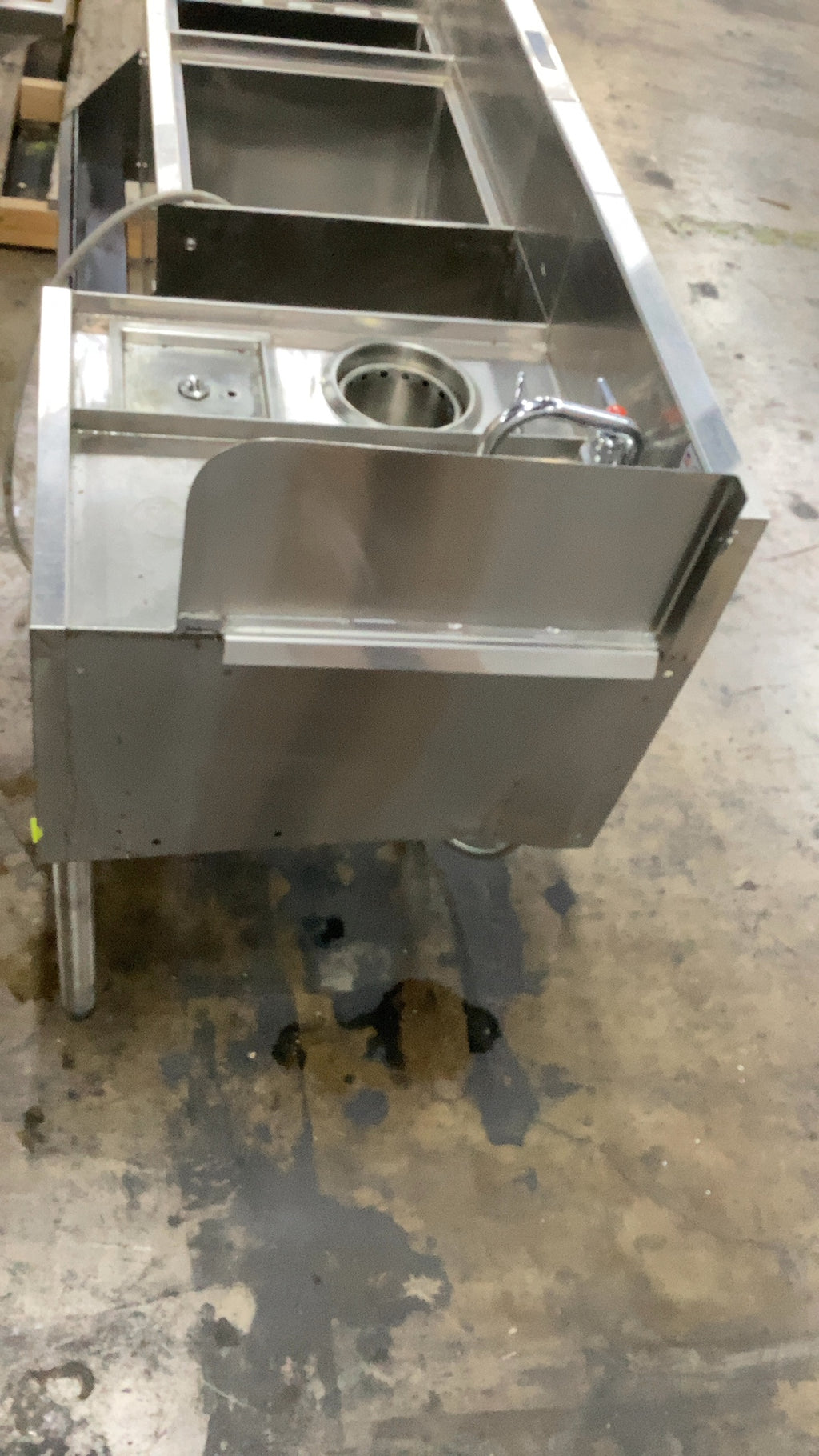 KROWNE KR24-MX54-7 Underbar Sink, Cocktail Station Two Ice Bins Hand Sink Faucet Speed Rail