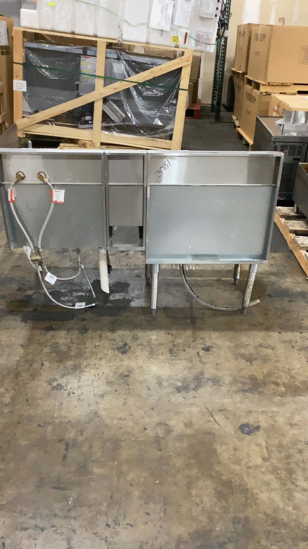 KROWNE KR24-MX54-7 Underbar Sink, Cocktail Station Two Ice Bins Hand Sink Faucet Speed Rail