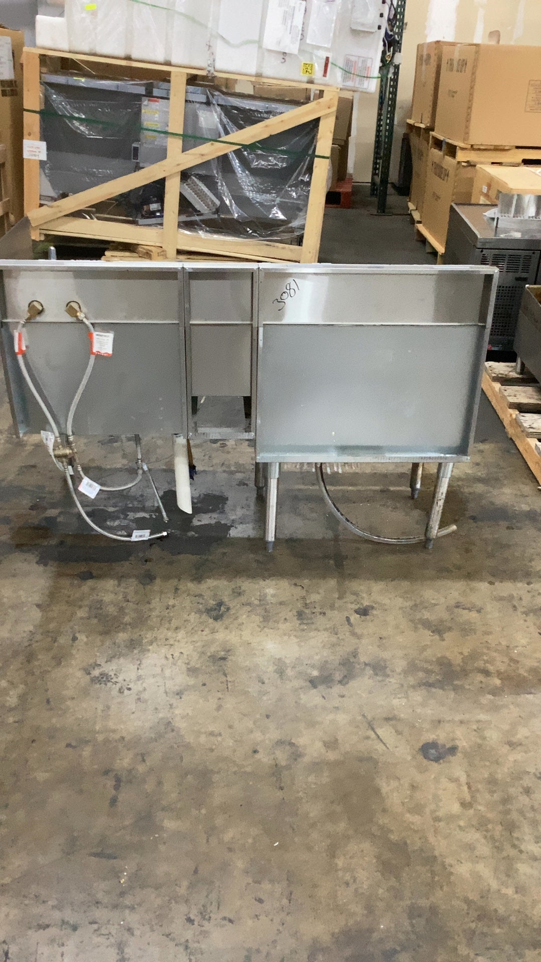 KROWNE KR24-MX54-7 Underbar Sink, Cocktail Station Two Ice Bins Hand Sink Faucet Speed Rail