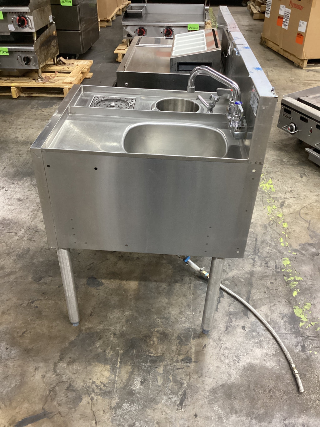 KROWNE KR24-MX54-7 Underbar Sink, Cocktail Station Two Ice Bins Hand Sink Faucet Speed Rail