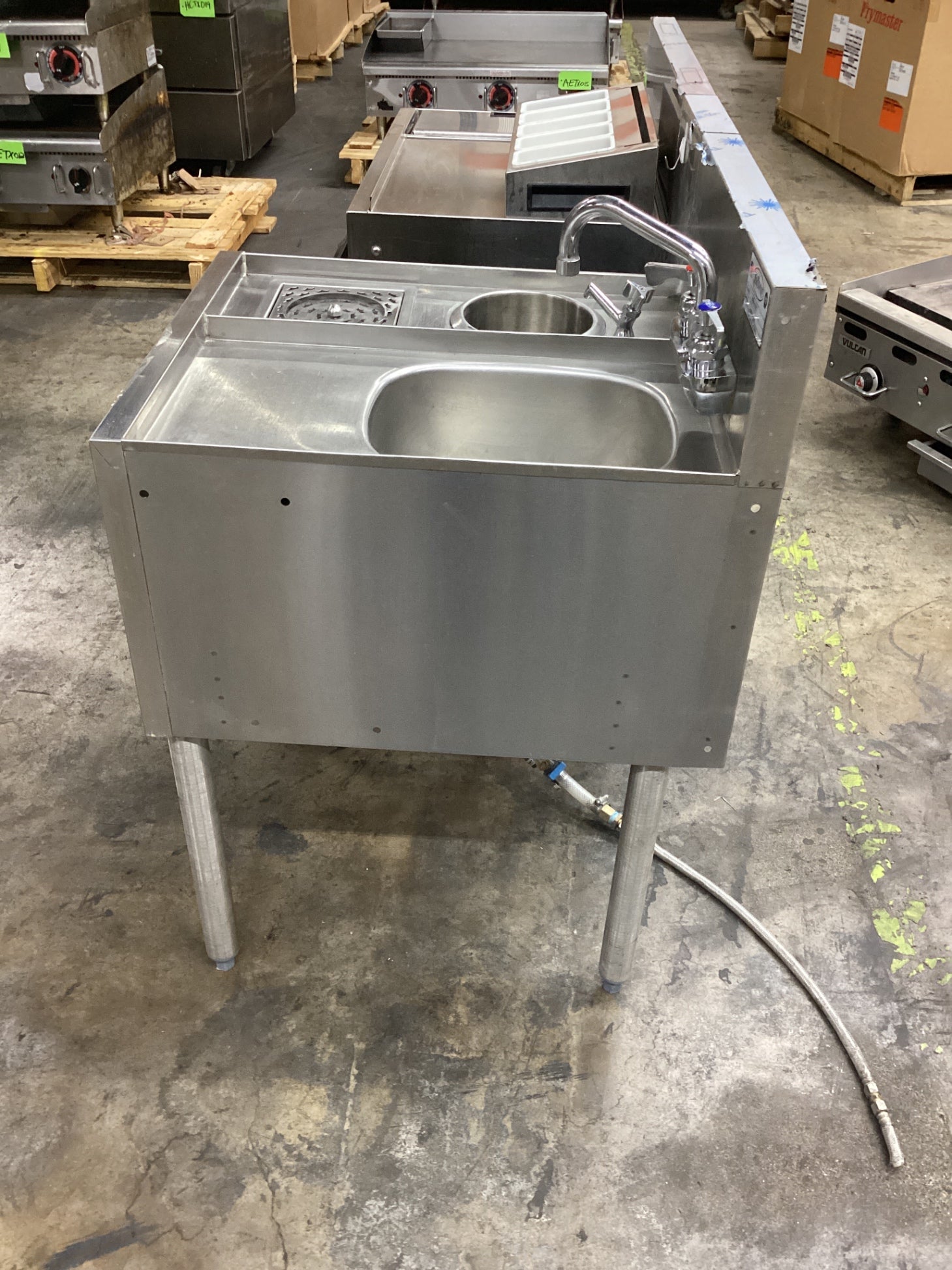 KROWNE KR24-MX54-7 Underbar Sink, Cocktail Station Two Ice Bins Hand Sink Faucet Speed Rail