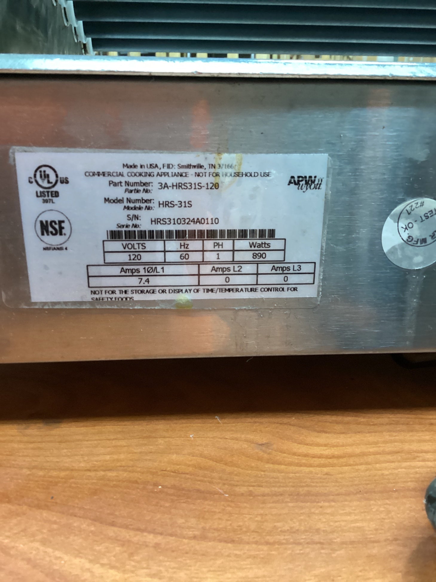 APW Wyott HRS-31S, 30 Hot Dog Roller Grill