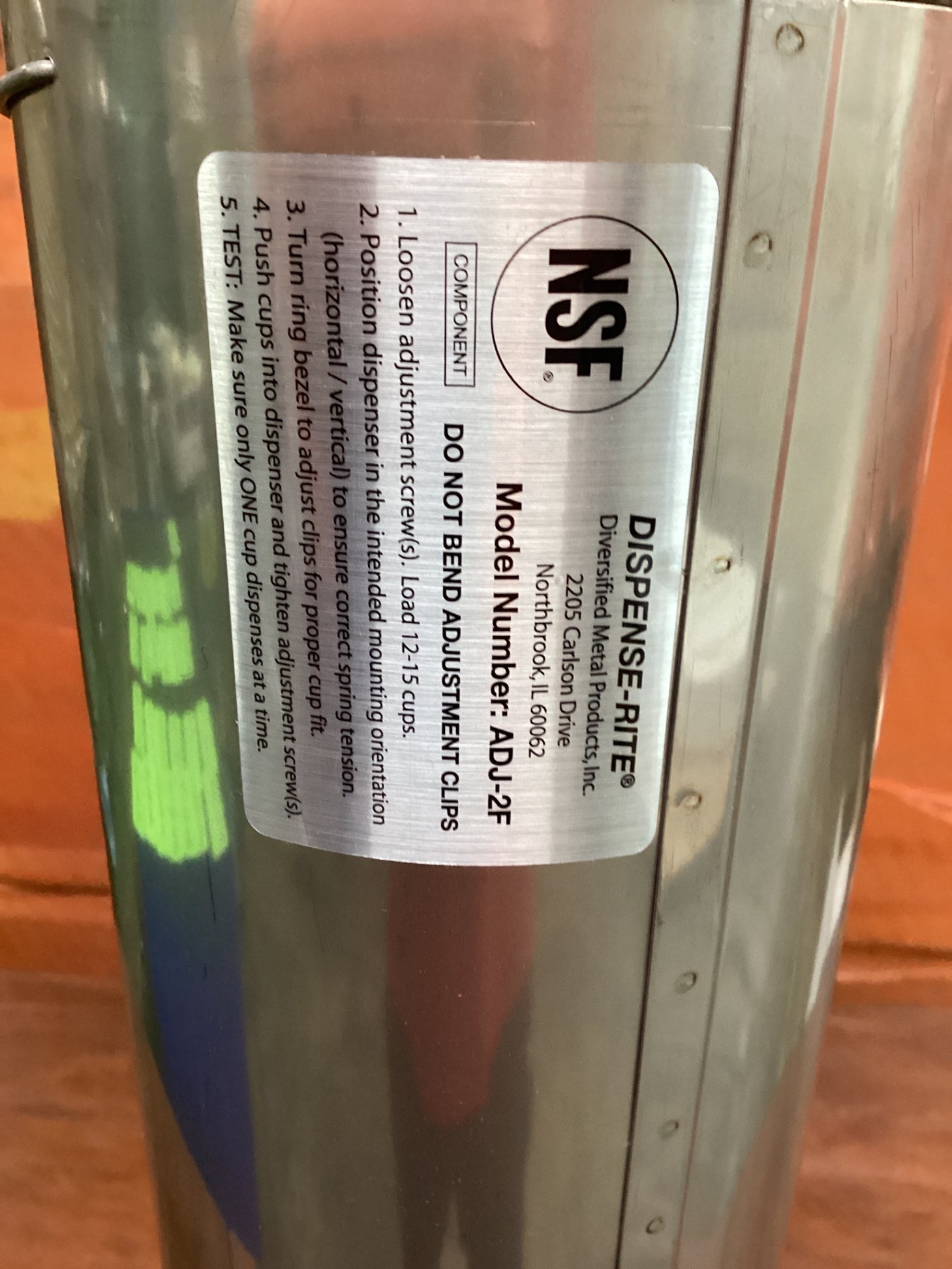 Dispense-Rite ADJ-2F In- Counter S/S Cup Dispenser-F Spring