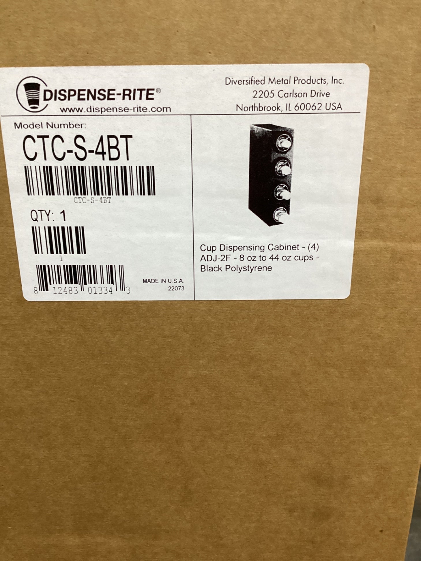 Dispenser-Rite CTC-S-4BT Cup Dispensing Cabinet ADJ-2F