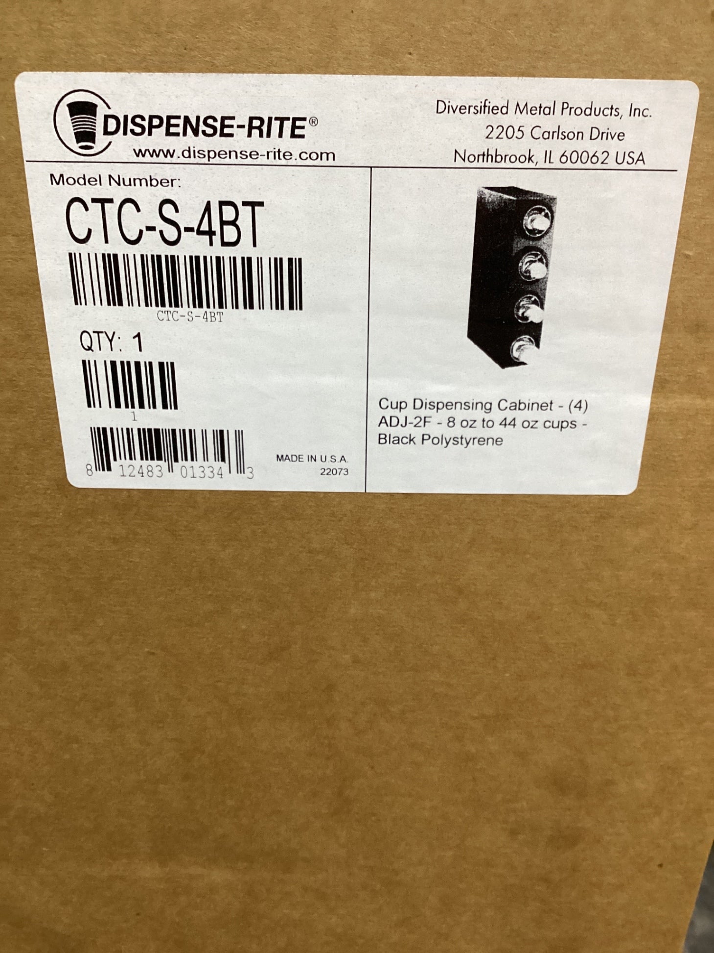 Dispenser-Rite CTC-S-4BT Cup Dispensing Cabinet ADJ-2F