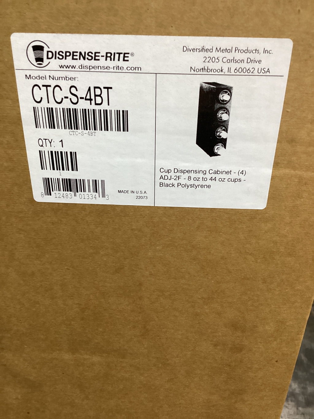Dispenser-Rite CTC-S-4BT Cup Dispensing Cabinet ADJ-2F