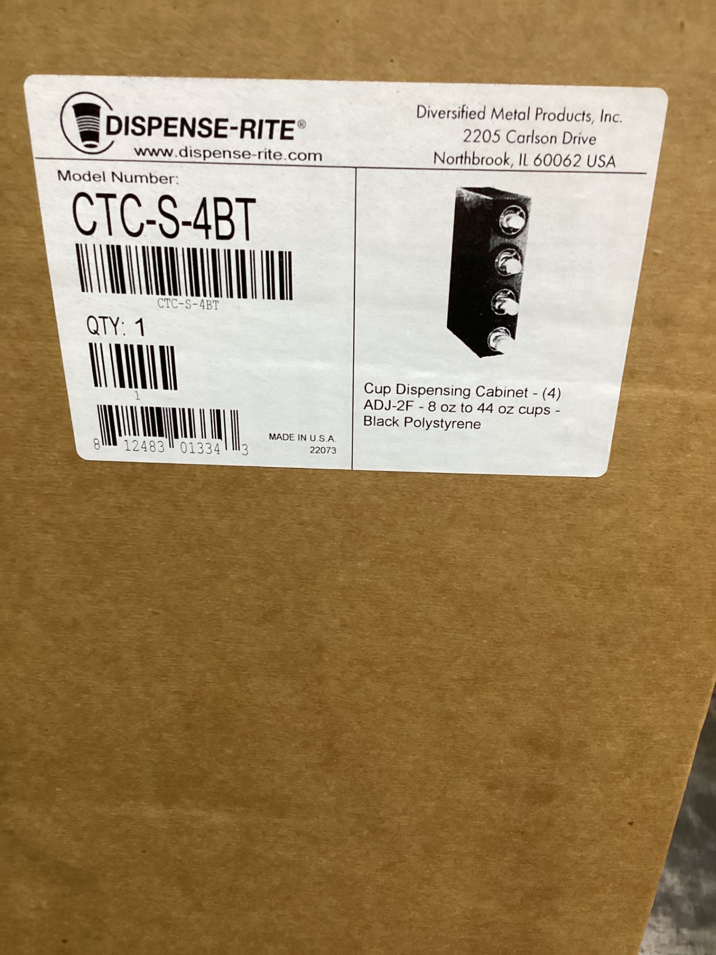 Dispenser-Rite CTC-S-4BT Cup Dispensing Cabinet ADJ-2F