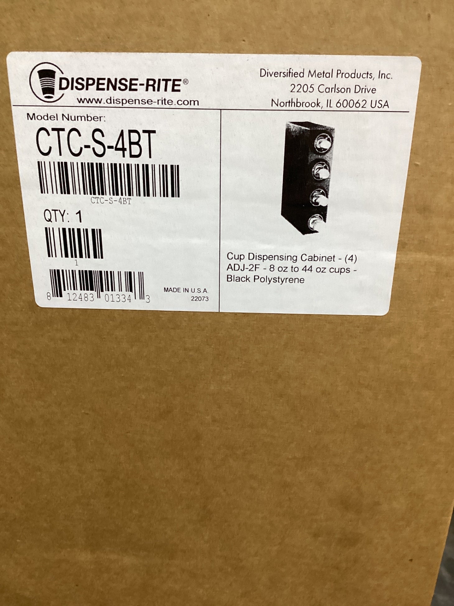 Dispenser-Rite CTC-S-4BT Cup Dispensing Cabinet ADJ-2F