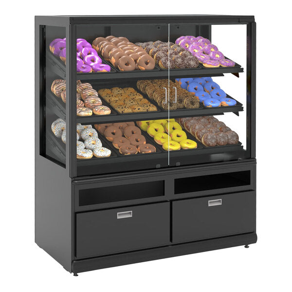 Hussmann DPPGP-48-58-M Delight GP Series 48" X 24 3/4" X 58" Black Dry Bakery Display Case