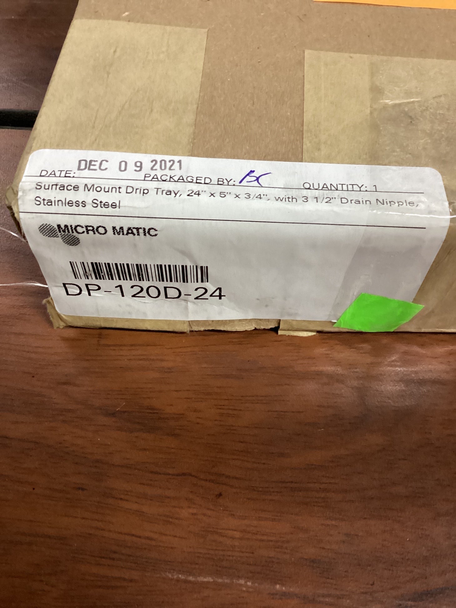 Micro Matic DP-120D-24 Drip Tray Trough Surface Mount Stainless Steel W/ Drain