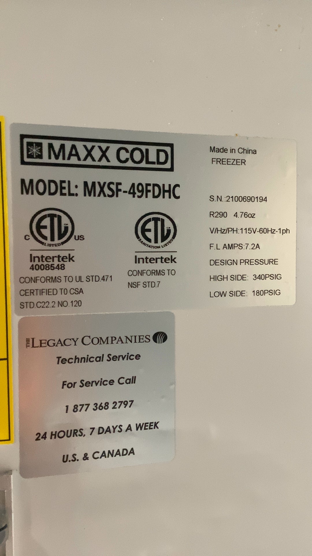 MAXX COLD MXSF-49FDHC 2 Door Reach In Freezer