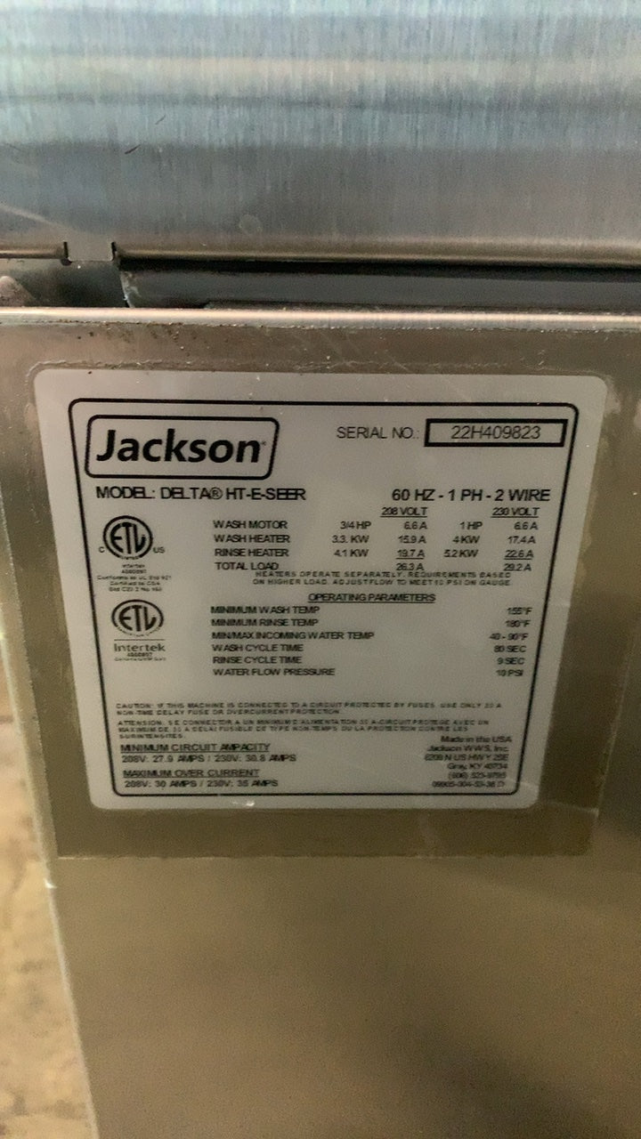 Jackson DELTA® HT-E-SEER Dishwasher, Undercounter High Temperature Energy Efficient Stainless Steel Construction 208V 1 Phase 60Hz