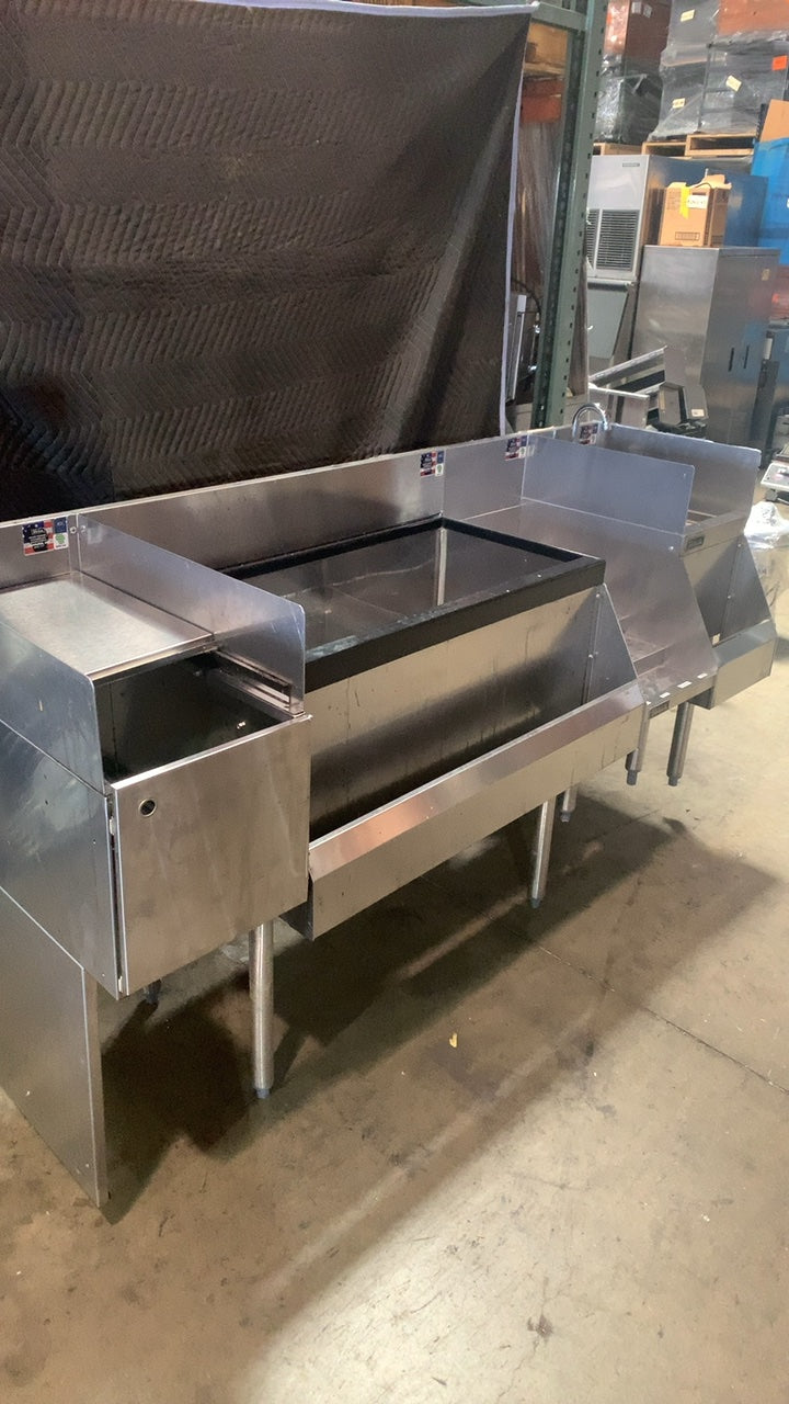 Perlick TS12TRA Bar Unit, Underbar Cocktail Station Stainless Steel Construction, Ice Bin, Hand Sink, Speed Rail, Tiered Bottle Shelving