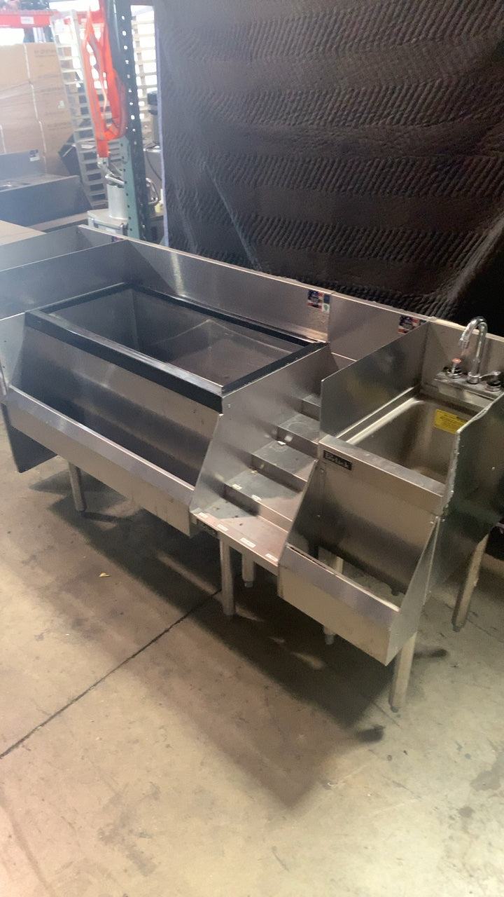 Perlick TS12TRA Bar Unit, Underbar Cocktail Station Stainless Steel Construction, Ice Bin, Hand Sink, Speed Rail, Tiered Bottle Shelving