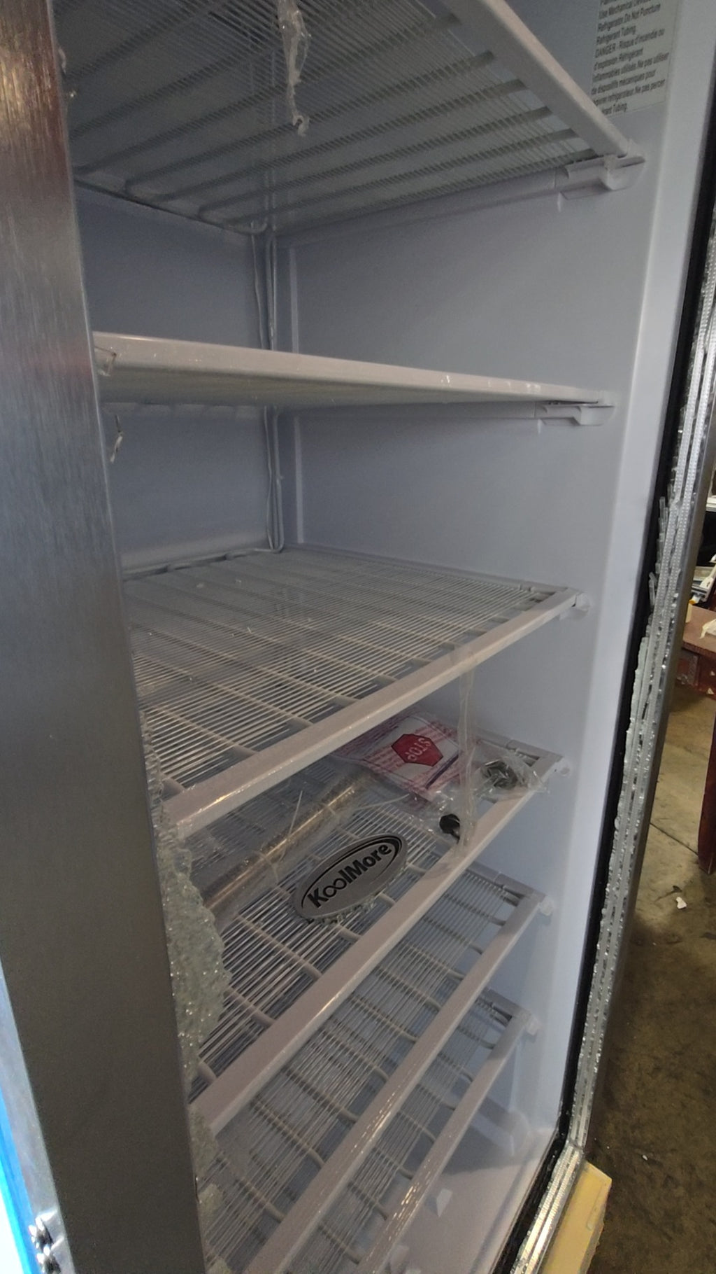 KoolMore KM-FMD20SGD Refrigerator, Upright Glass Door Display Wire Shelves