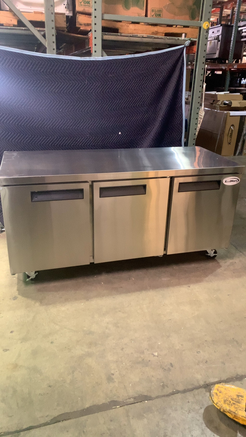 KoolMore KM-UCR 3DSS Refrigerator, Under Counter 3 Stainless Steel Doors Casters
