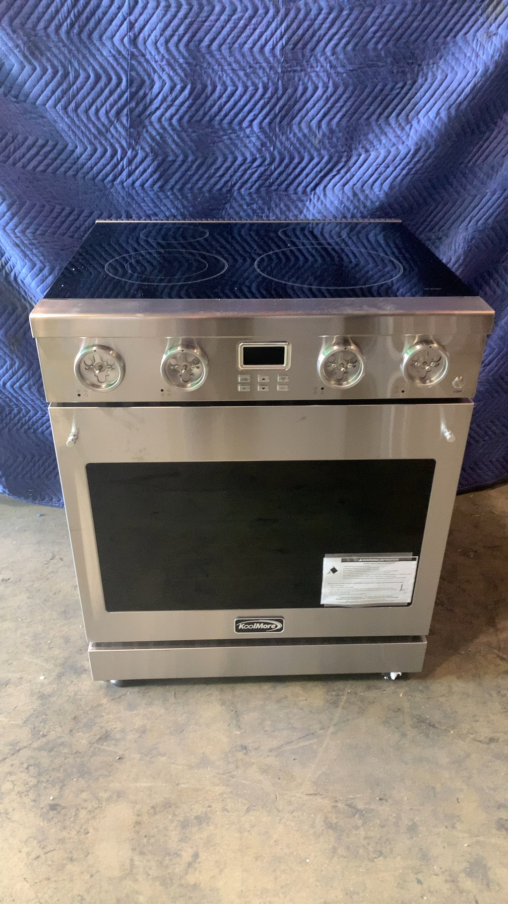 KoolMore KM-EPR-30AP-SS Electric Range, Freestanding 4 Electric Burners Single Oven Stainless Steel Finish Glass Cooktop
