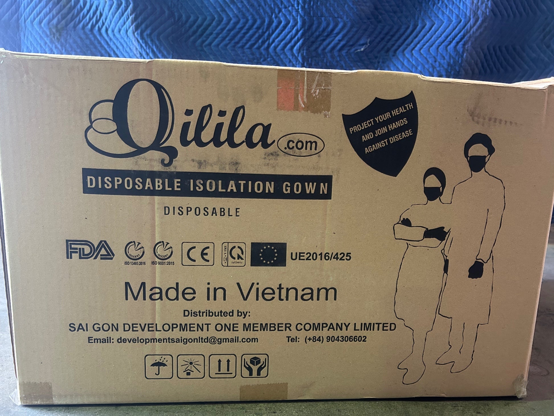 Blue Qilila Disposable Isolation Gown - Large - Lot of 100