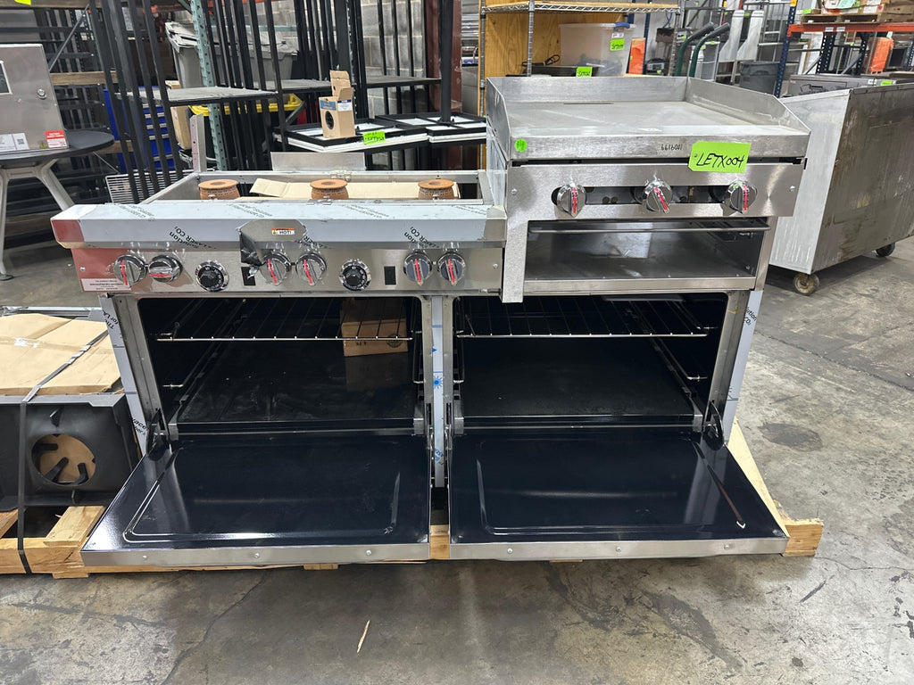 Southbend S601DD-2RR 60" Gas Restaurant Range W/ (6) Open Burners, 24" Raised Griddle/Broiler, (2) Standard Ovens