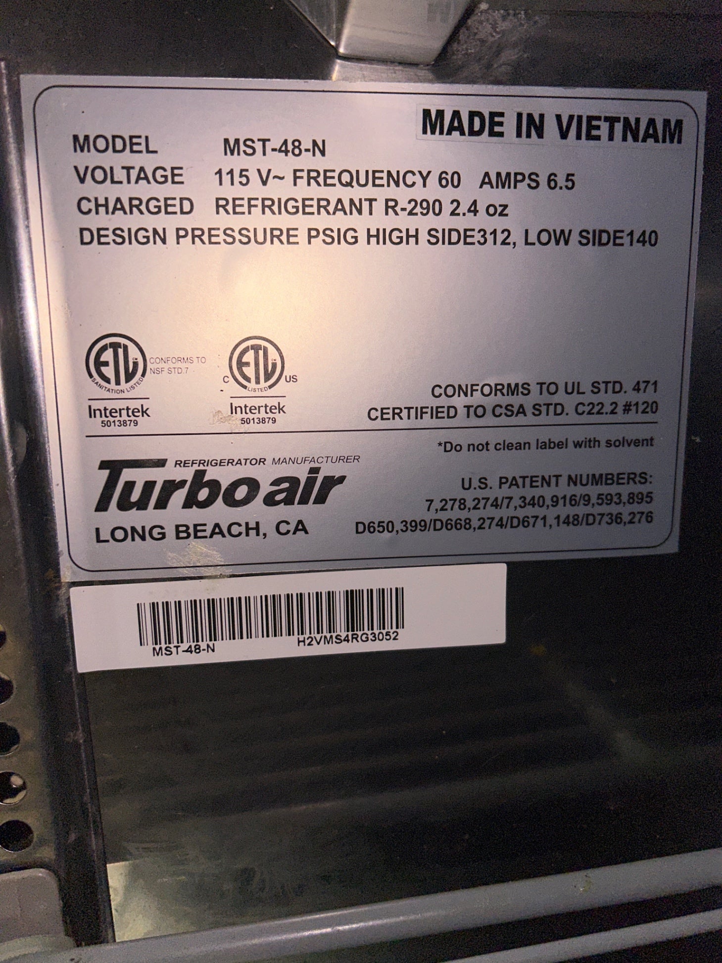 Turbo Air MST‑48‑N 48-inch M3 Series Sandwich/Salad Refrigerated Prep Table