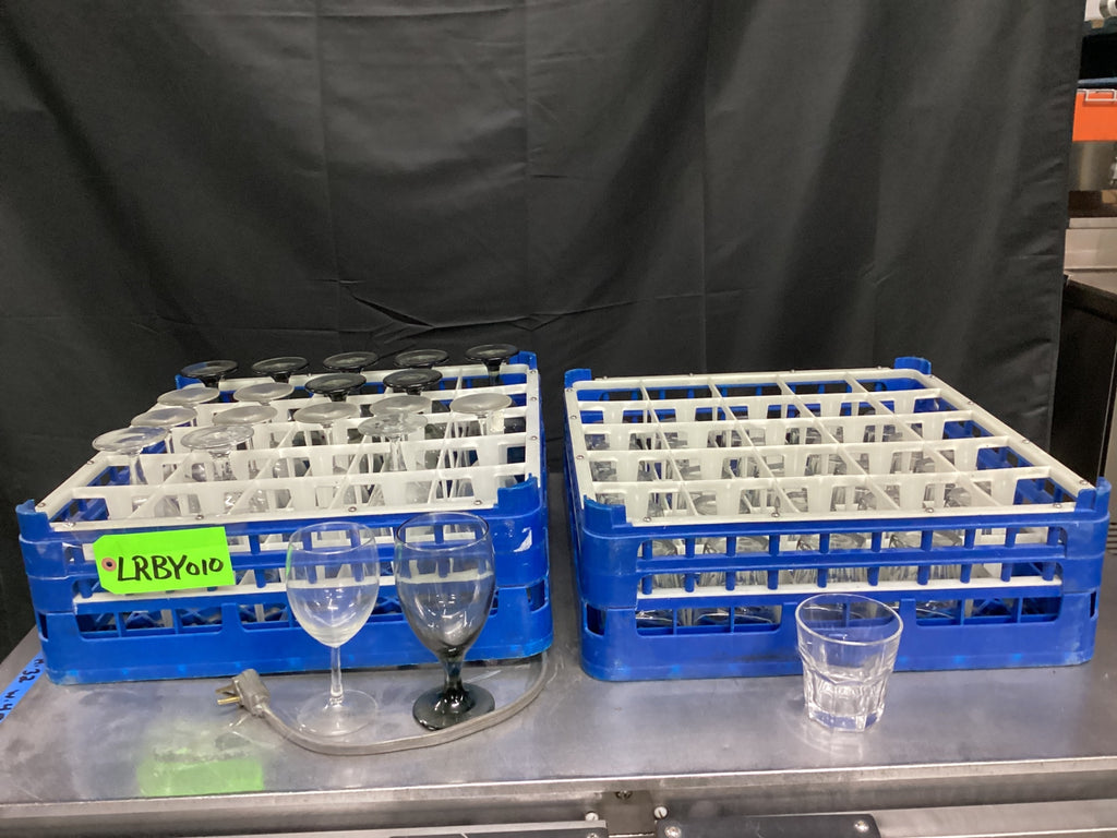 Various Glass Ware and Glass Racks - Lot Of 44