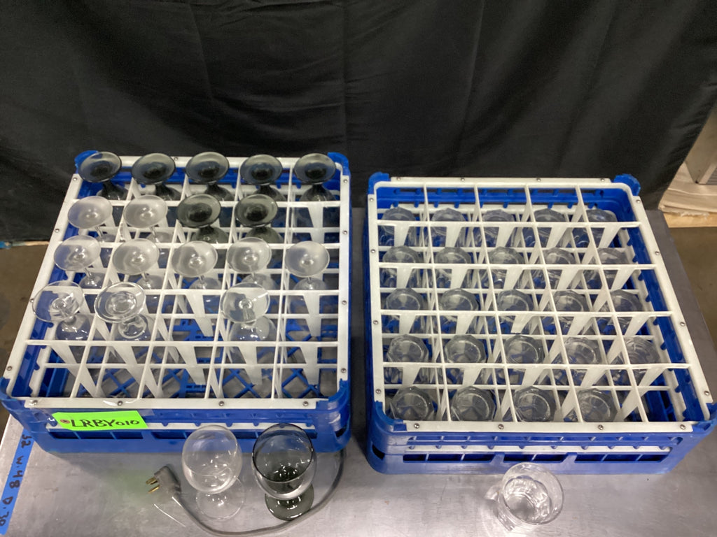 Various Glass Ware and Glass Racks - Lot Of 44