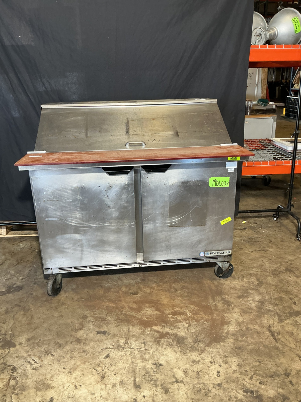 BEVERAGE-AIR CORPORATION SPE48-18M-HMP Refrigerated Prep Table, Mega Top 2-Door 115V Electrical R134a Refrigerant with Cutting Board