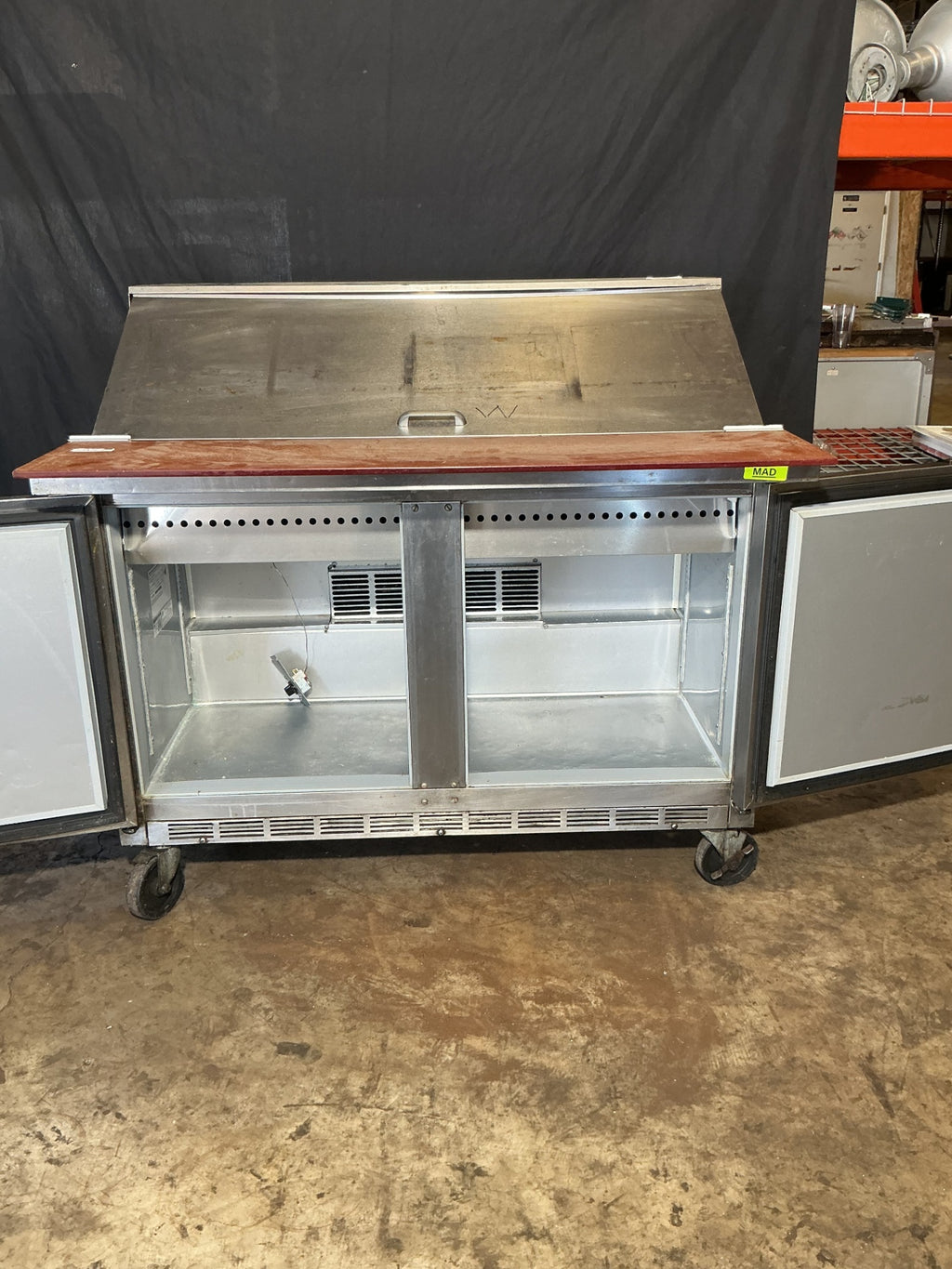 BEVERAGE-AIR CORPORATION SPE48-18M-HMP Refrigerated Prep Table, Mega Top 2-Door 115V Electrical R134a Refrigerant with Cutting Board