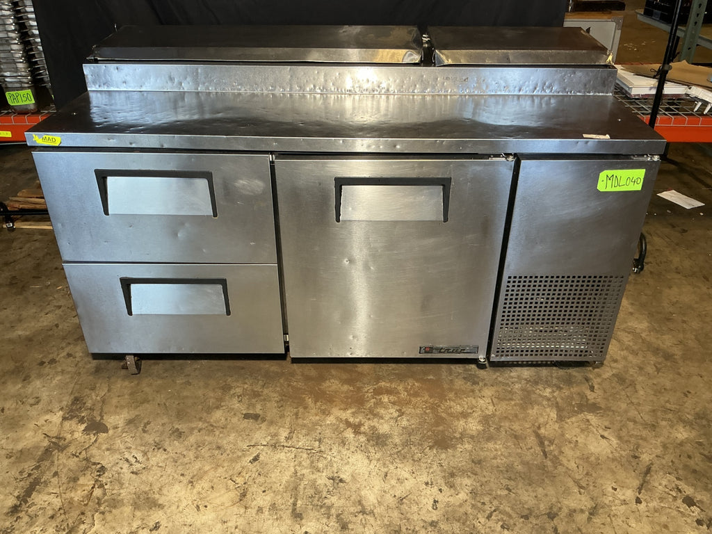 True TPP-67-2 Refrigerated Prep Table, Pizza Sandwich Two Drawers One Door Stainless Steel 115V