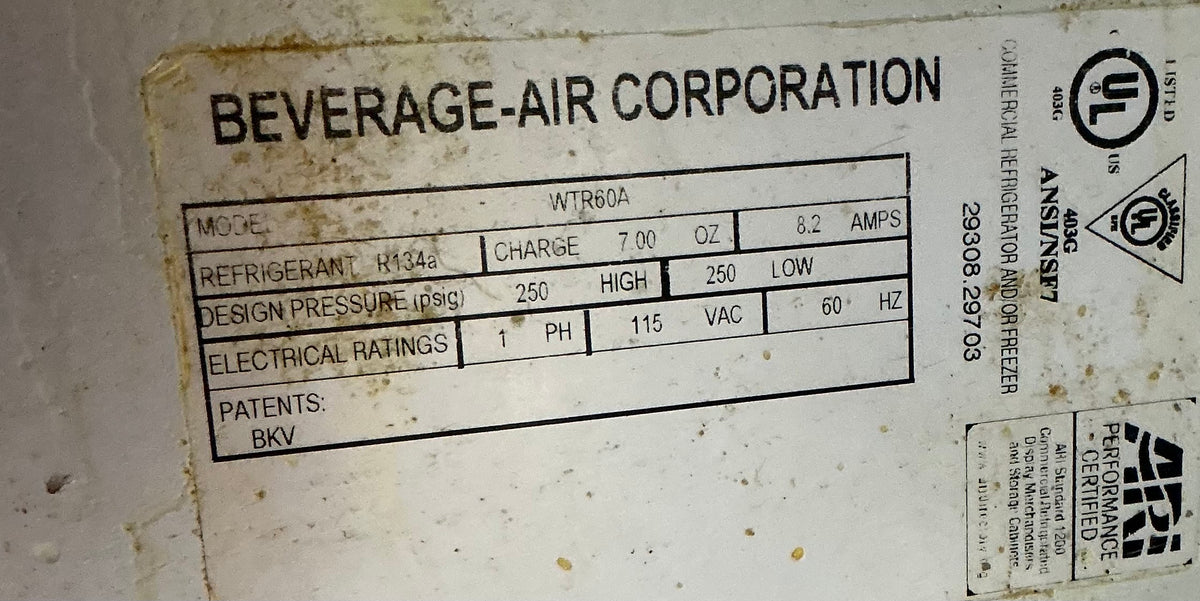 BEVERAGE-AIR WTR60A Refrigerator, Worktop 2-Door 115V