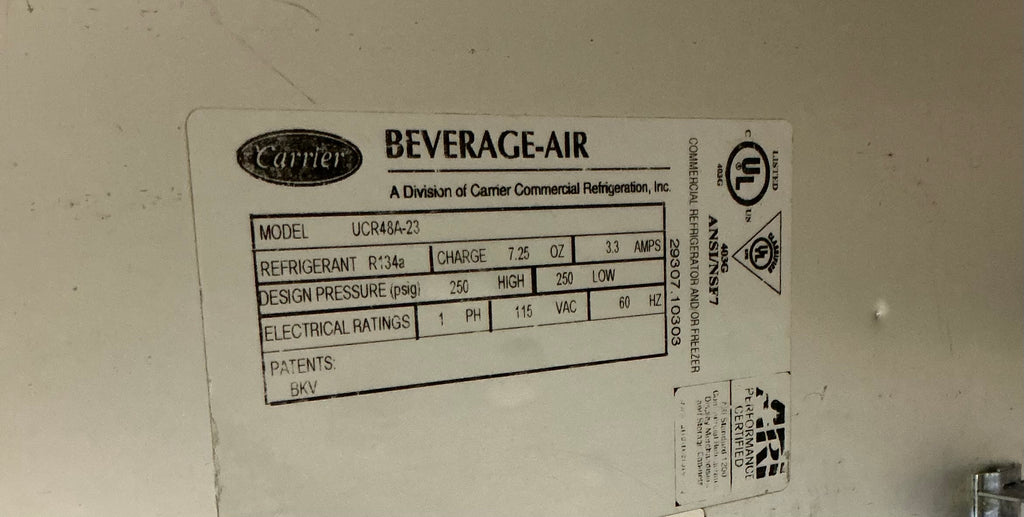Beverage-Air UCR48A-23 Refrigerator, Under Counter 2-Door Commercial Stainless Steel