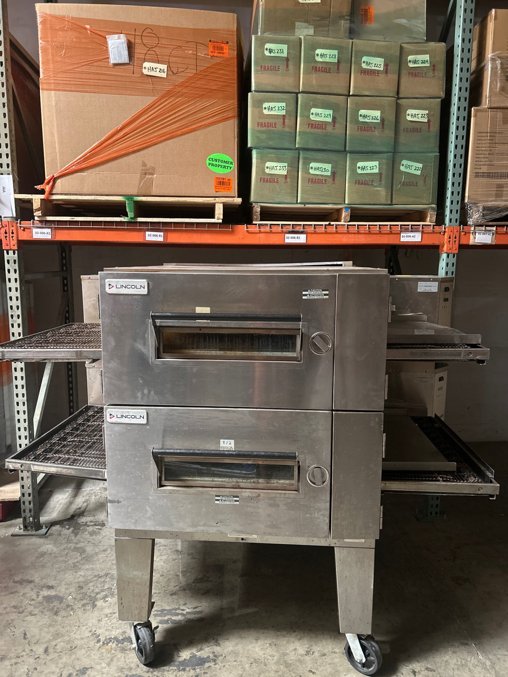Lincoln 1600-000-U-K3022 Conveyor Oven, Double Deck Natural Gas Electric With Wheels