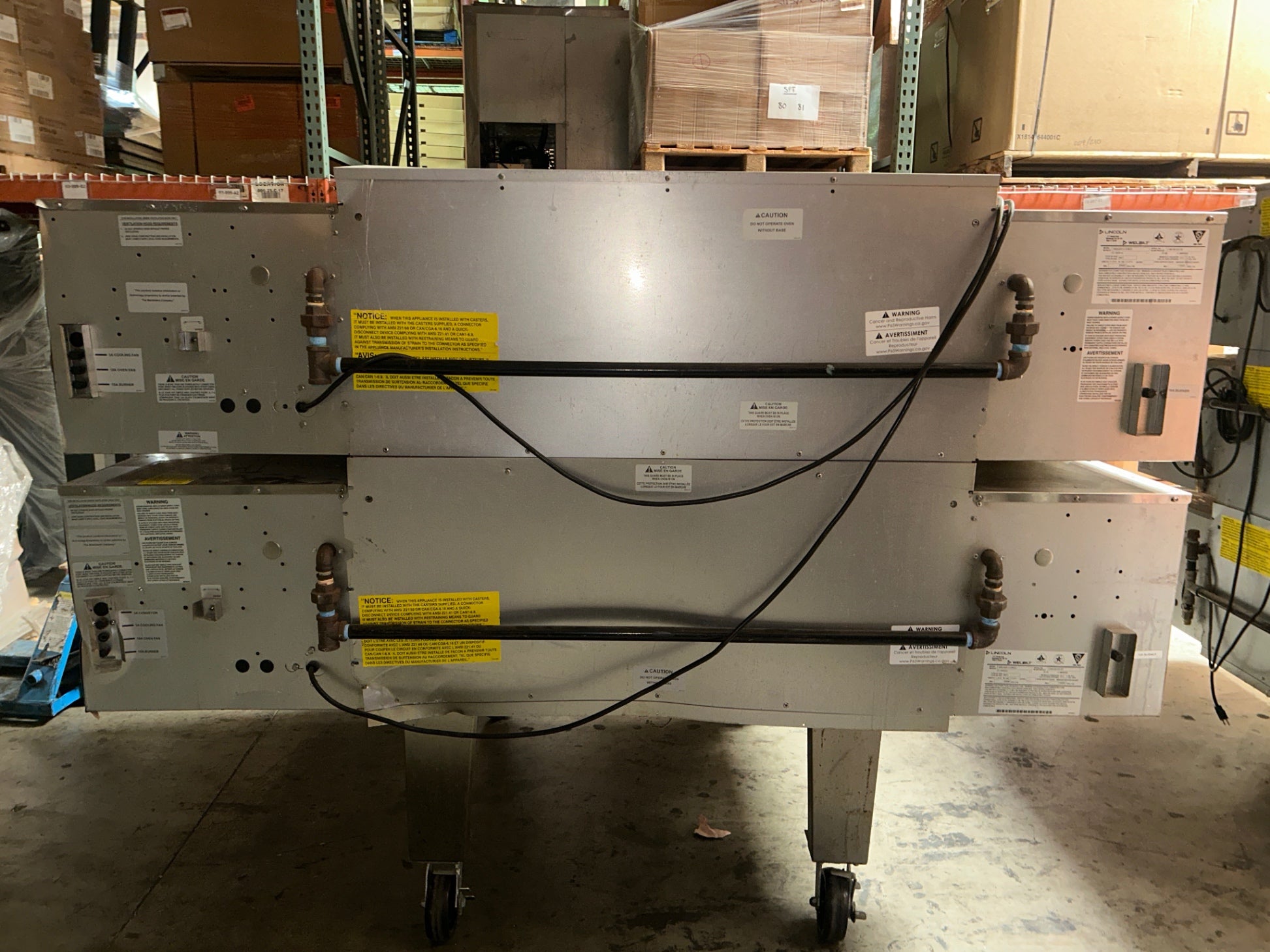 Lincoln 1600-000-U-K3022 Conveyor Oven, Double Deck Natural Gas Electric With Wheels