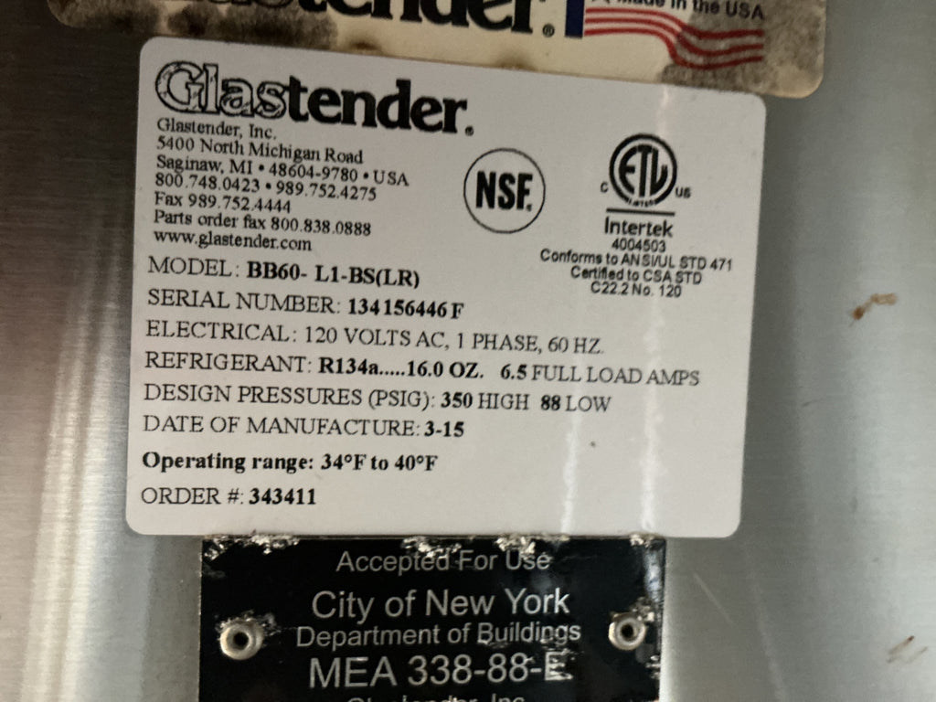 GlasTender BB-60 Back Bar Refrigerator/ Bottle Cooler